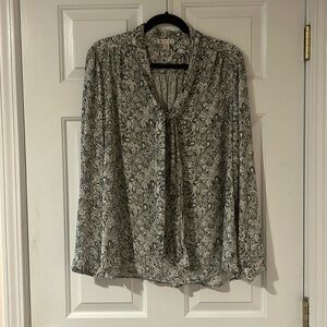 Lila Rose Navy Blue Paisley Blouse